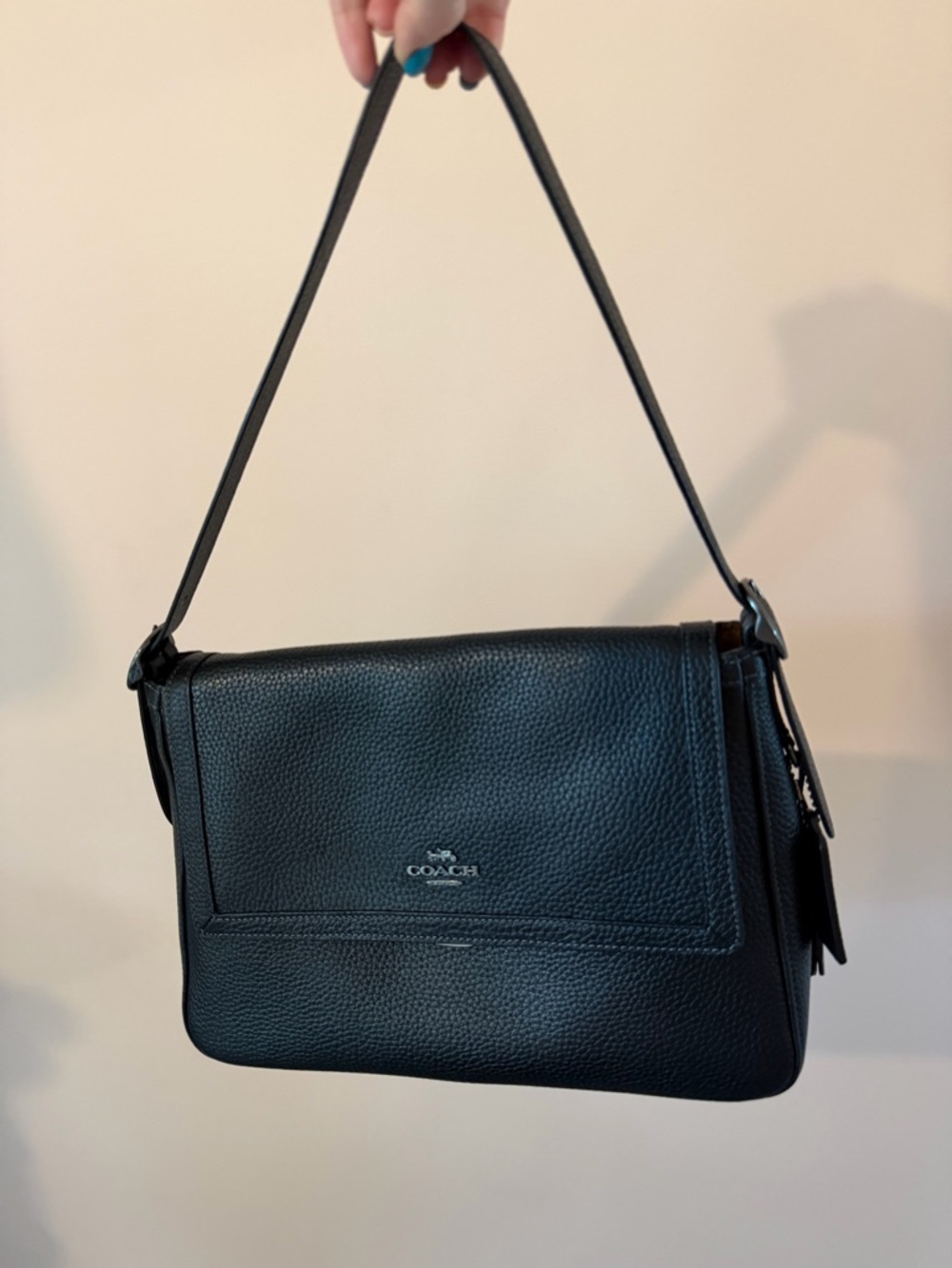Coach Black Large Etta Flap Shoulder Bag